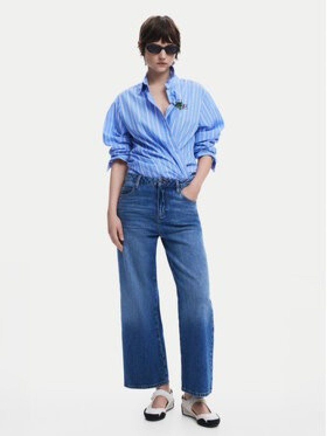 Desigual Koszula Dont Do It 25SWCW16 Niebieski Loose Fit