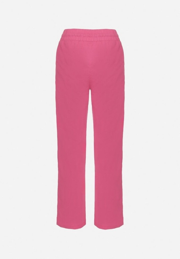 Fuksjowe Spodnie z Bawełny Ozdobione Wiązaniem Davione