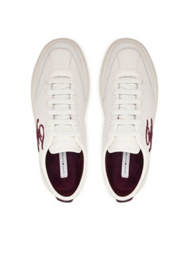 Tommy Hilfiger Sneakersy Th Icon Court Script Premium FW0FW09604 Kremowy