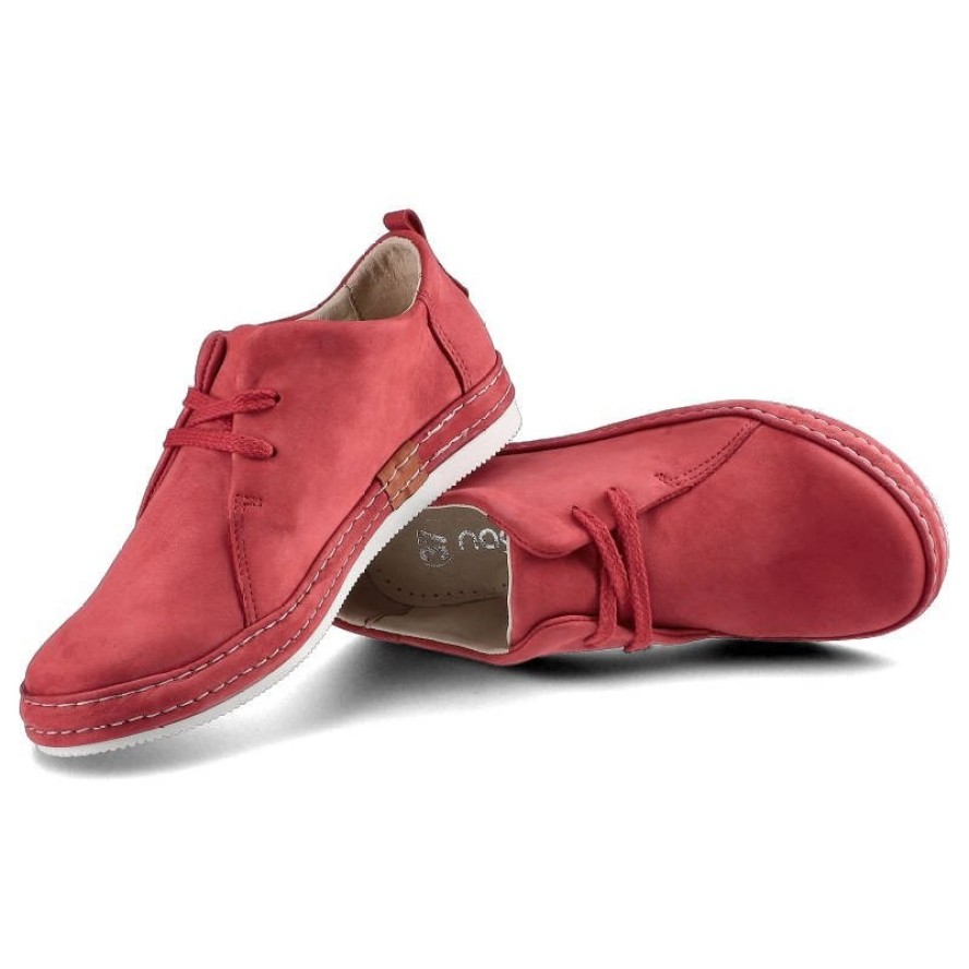 Czerwone Półbuty Nagaba Damskie Wygodne Obuwie