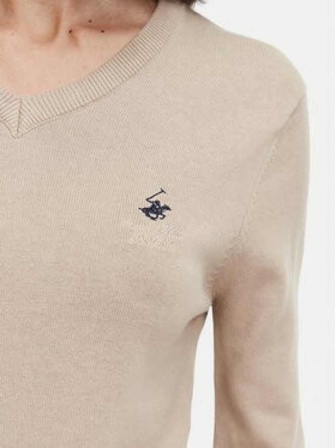 Beverly Hills Polo Club Sweter P-SS26W-M536563 Beżowy Regular Fit