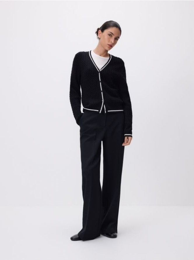 Strukturalny kardigan z wiskozą - czarny