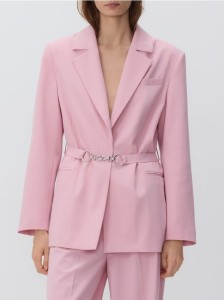 Marynarka z ozdobnym paskiem - pastelowy róż