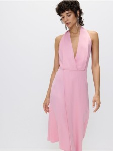 Asymetryczna sukienka z odkrytymi plecami - fioletowy