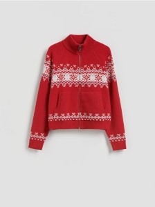 Sweter z zapięciem na zamek - czerwony