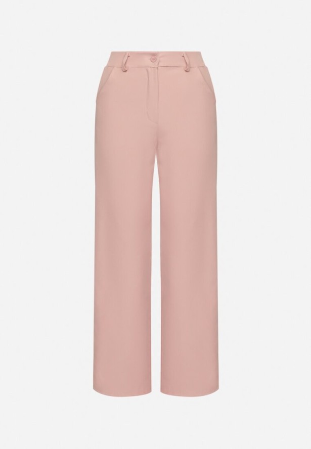 Różowe Garniturowe Spodnie z Wysokim Stanem Vivisora