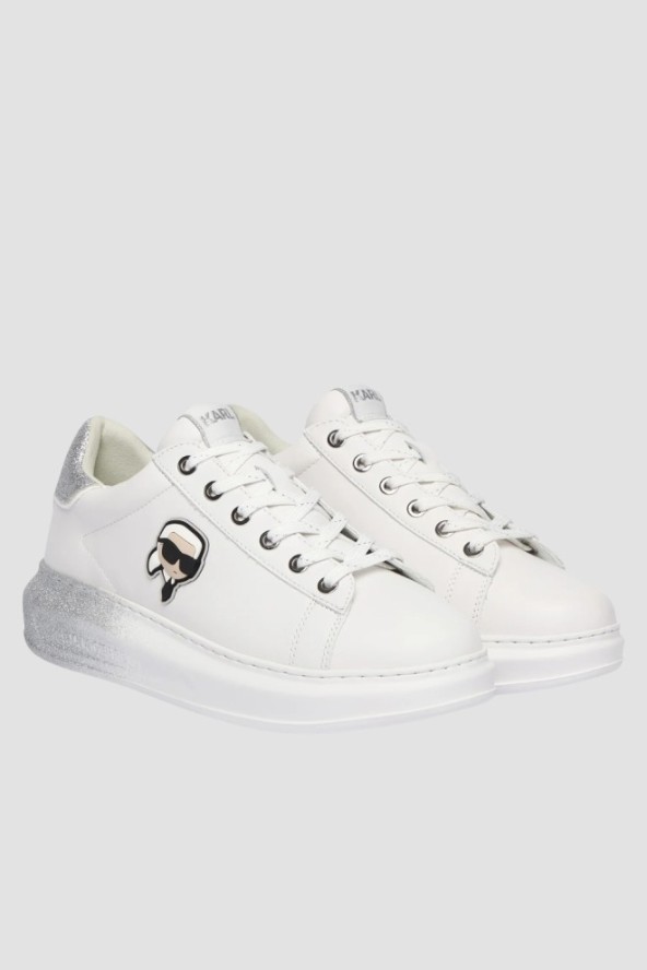 KARL LAGERFELD Białe damskie sneakersy skórzane KAPRI Ombre NFT, Rozmiar 37