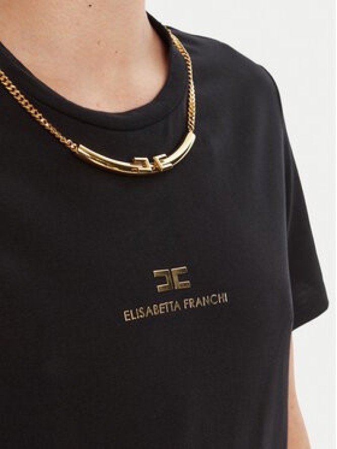 Elisabetta Franchi T-Shirt MA-028-56E2-V240 Czarny Regular Fit