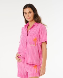 Rip Curl Hotel Malibu Embroid Shirt - Super Pink