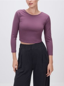 Top z rękawem 3/4 - ciemnofioletowy