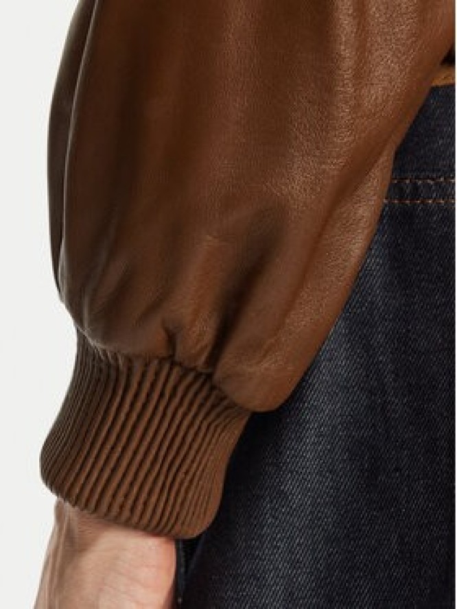 Serge Pariente Kurtka skórzana Gaia Brązowy Regular Fit