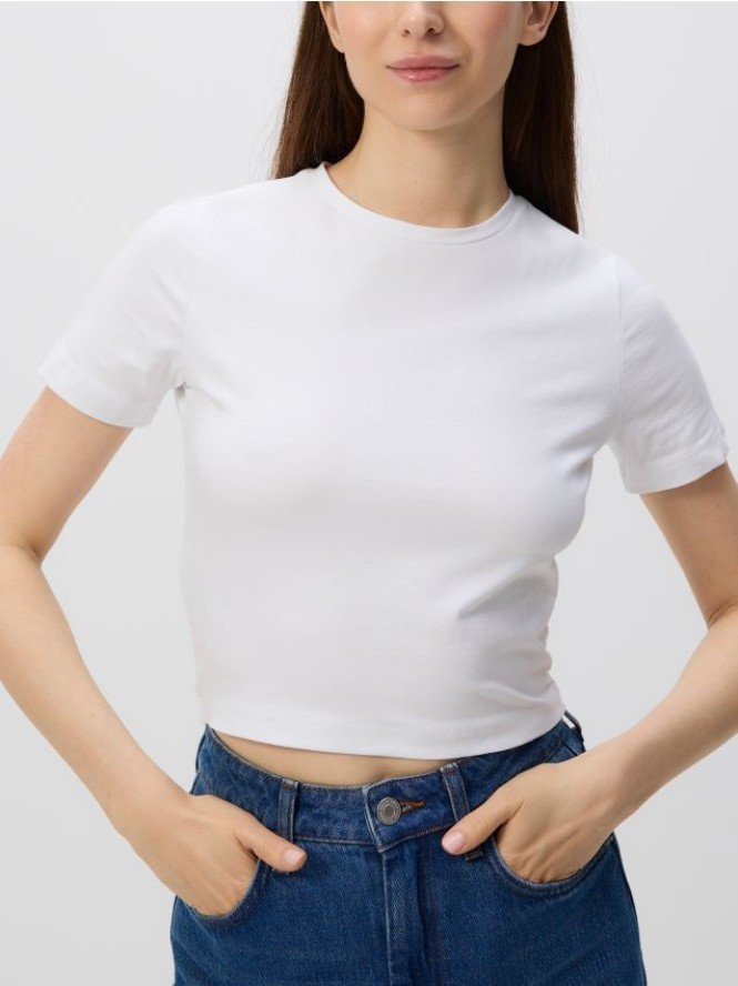 Bawełniany crop top - biały