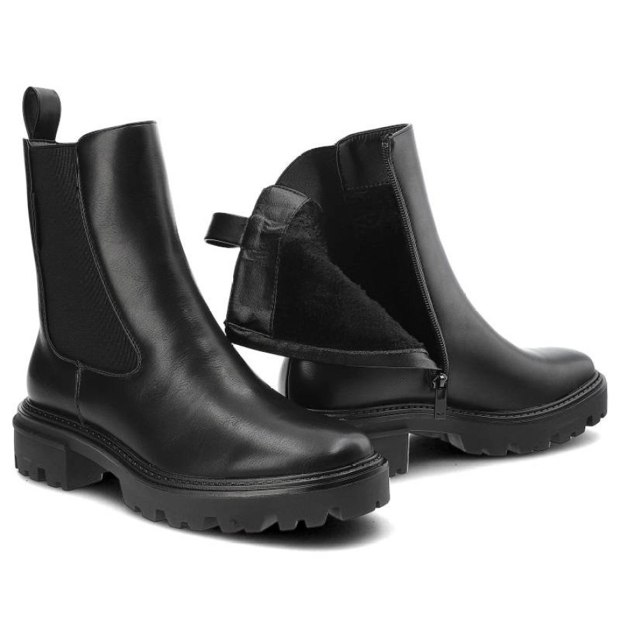 Czarne Botki Cross Jeans Ocieplane Obuwie Damskie