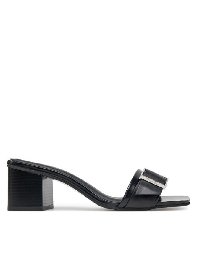 Calvin Klein Klapki Heel Mule 50 W/Buckle - Lth HW0HW02478 Czarny