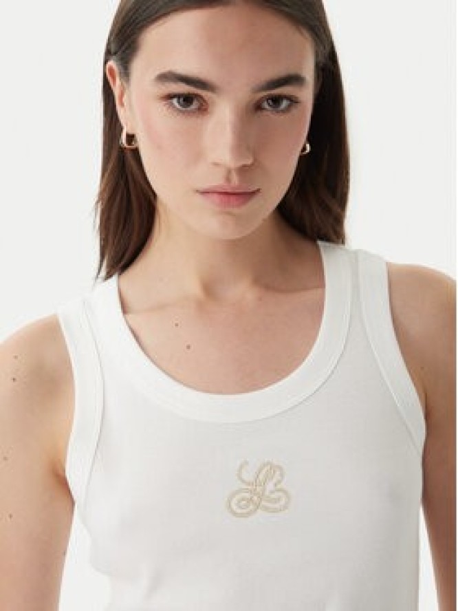 Luisa Spagnoli Top Bordo 543281 Biały Slim Fit