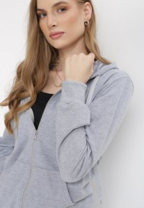 Szara Bluza z Kapturem Zapinana na Suwak Argis
