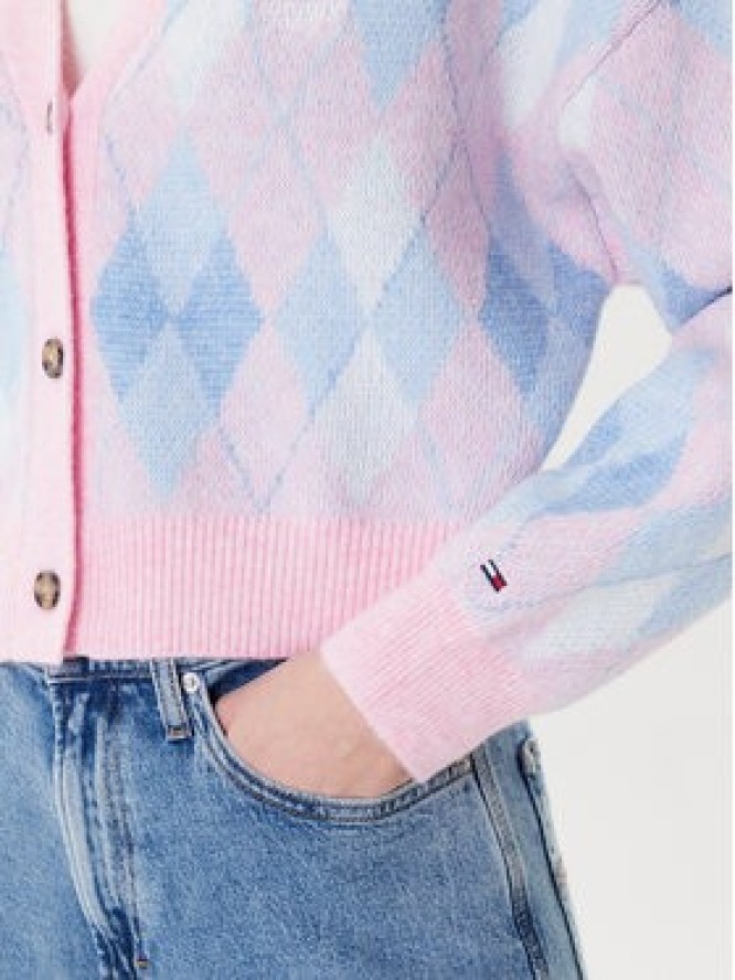 Tommy Jeans Kardigan Argyle DW0DW21180 Różowy Relaxed Fit
