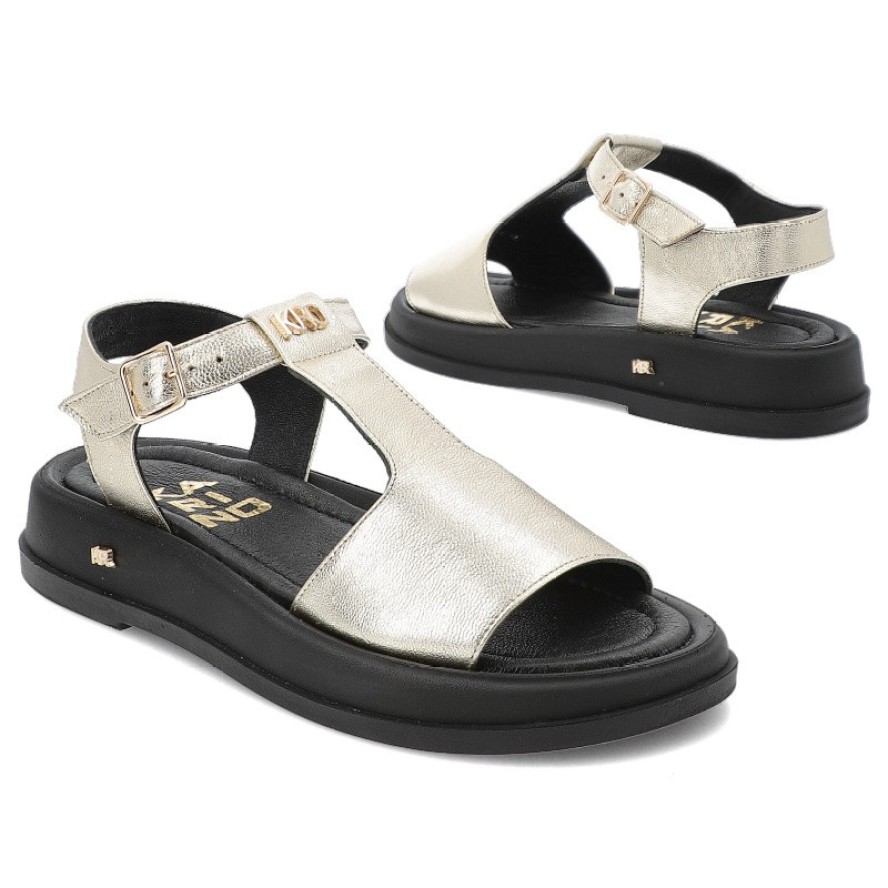 Złote Sandały Karino Modne Obuwie Damskie