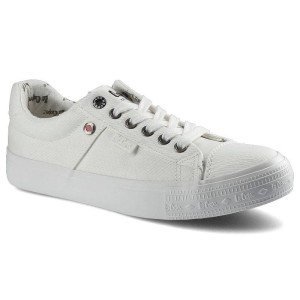 Trampki damskie Lee Cooper, sznurowany fason cholewka tekstylna niska cholewka przed kostkę gładka minimalistyczna forma gruba płaska podeszwa lekka