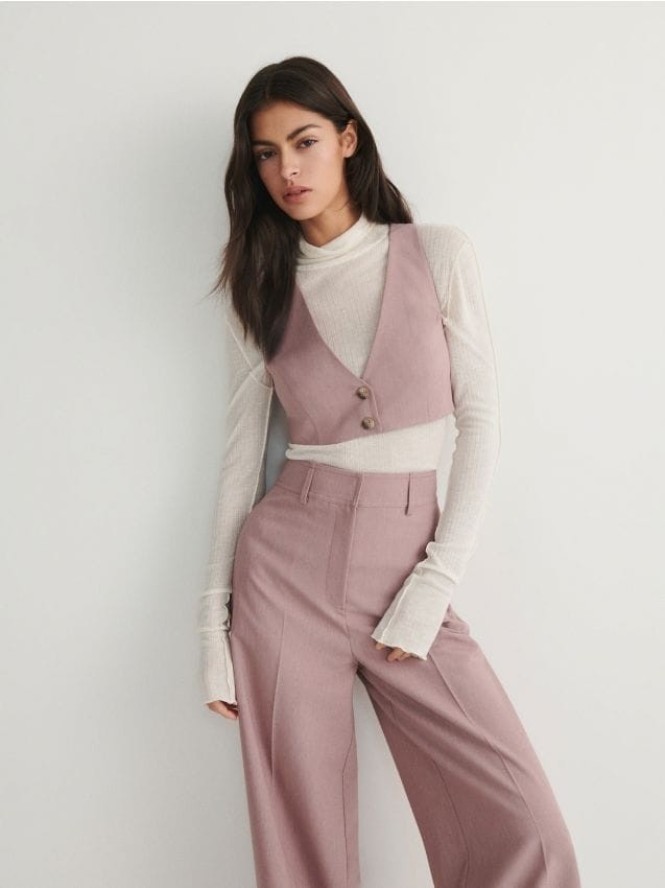 Garniturowa kamizelka - brudny róż