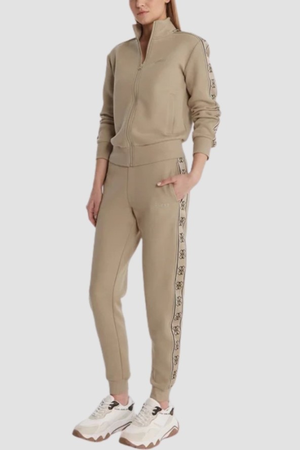 GUESS Beżowa damska bluza rozpinana z lampasami Britney, Rozmiar M