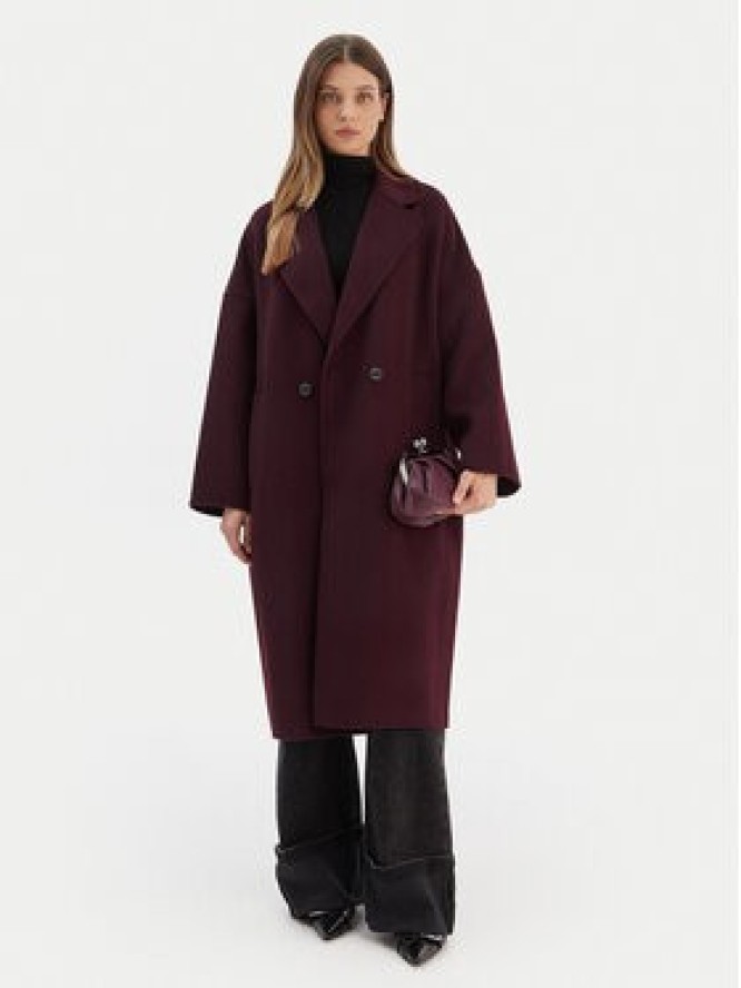 ViCOLO Płaszcz wełniany TF0003 Bordowy Regular Fit