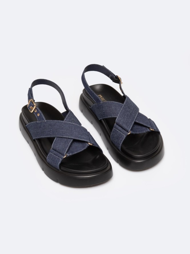 Sandały damskie z imitacji jeansu granatowe RR274688 403