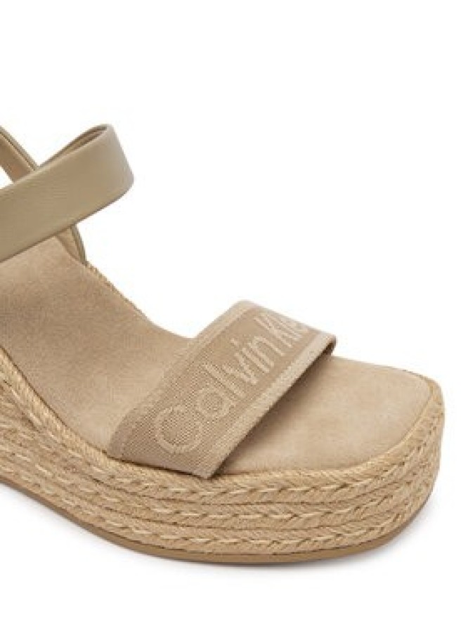 Calvin Klein Espadryle Wedge Espad 70 Webbing Lth HW0HW02901 Beżowy