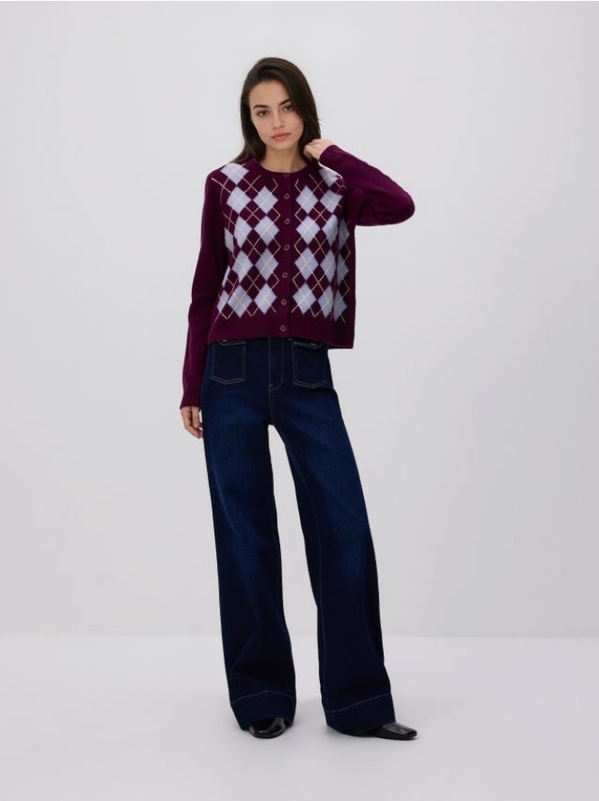 Wełniany kardigan - wielobarwny