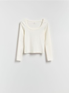 Bawełniany longsleeve - złamana biel