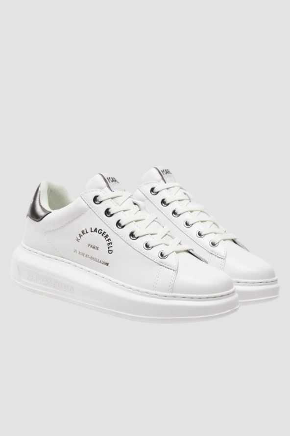 KARL LAGERFELD Białe damskie sneakersy skórzane KAPRI Maison, Rozmiar 38