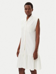 Liu Jo Sport Sukienka koszulowa TA5191 J5942 Écru Regular Fit