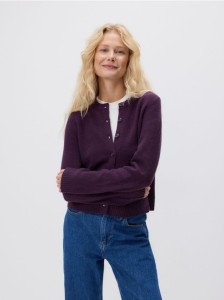 Wełniany kardigan - ciemnofioletowy