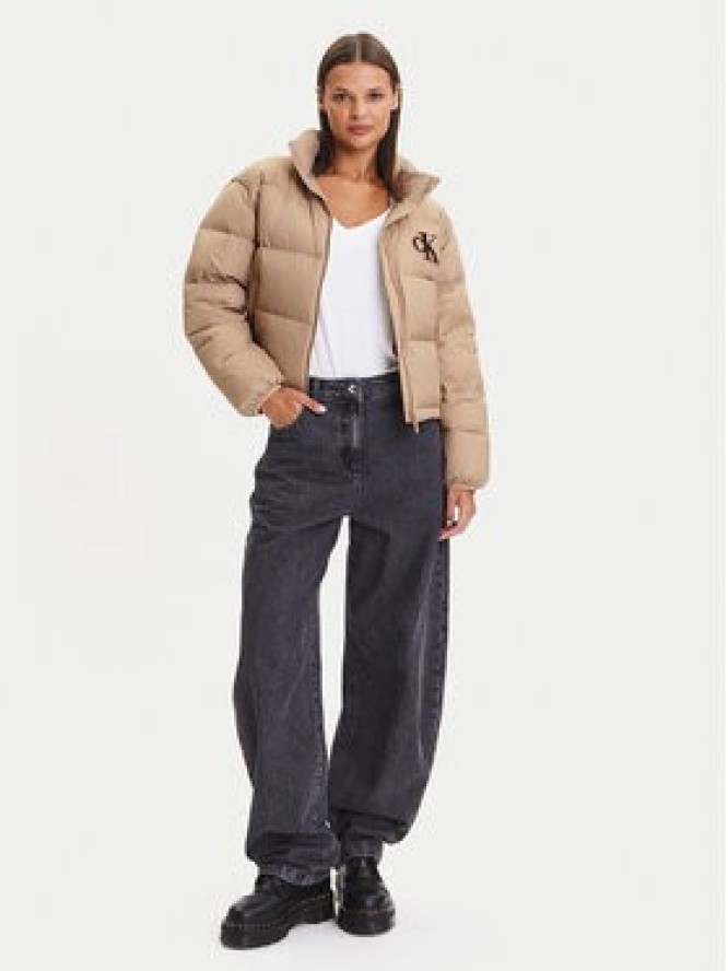 Calvin Klein Jeans Kurtka puchowa Graphic Logo LV047D503G Beżowy Regular Fit