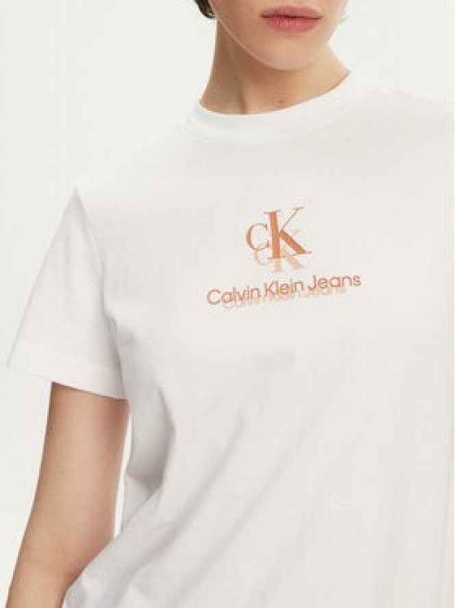Calvin Klein Jeans T-Shirt Shadow Graphic J20J225545 Biały Regular Fit