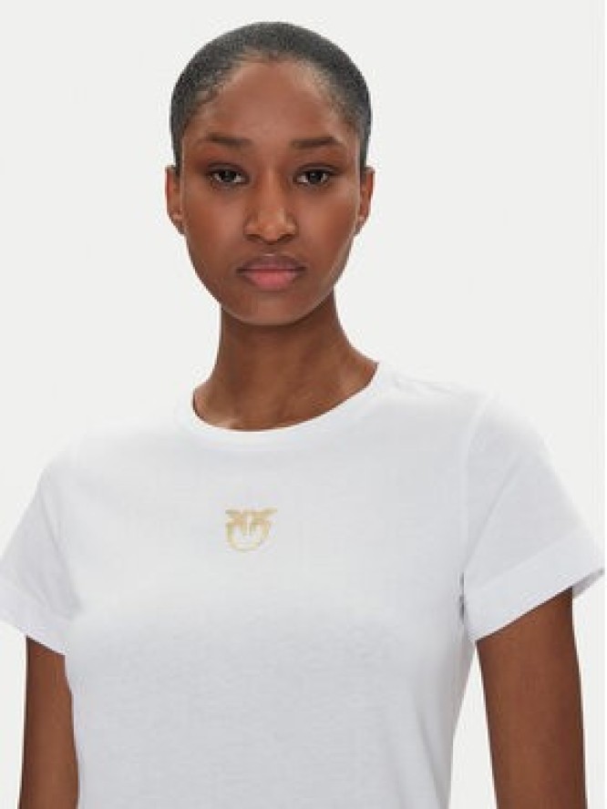 PINKO T-Shirt Bussolotto 100355 A2OD Biały Regular Fit