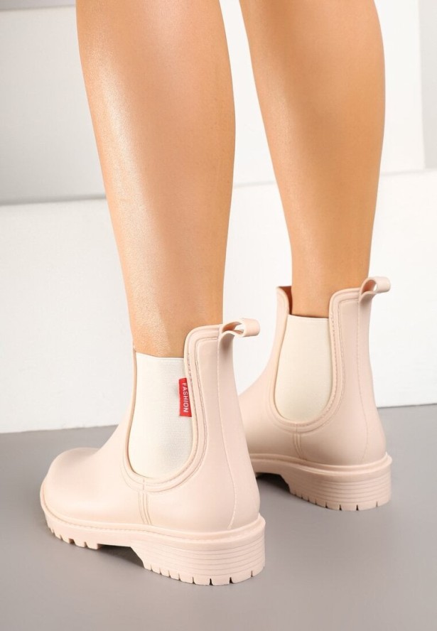 Beżowe Kalosze w Stylu Sztybletów Bellexia