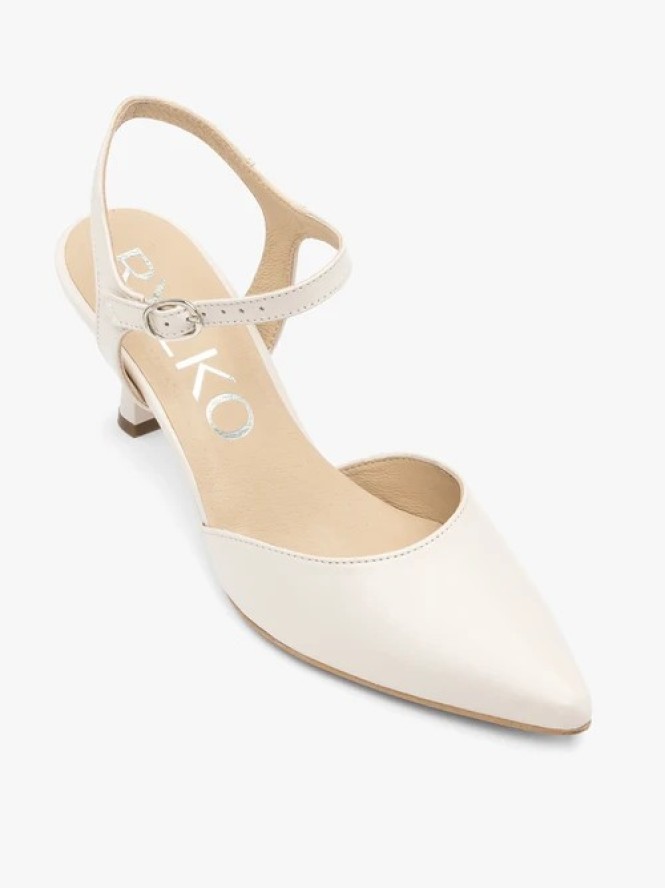 Kremowe ślubne czółenka slingback