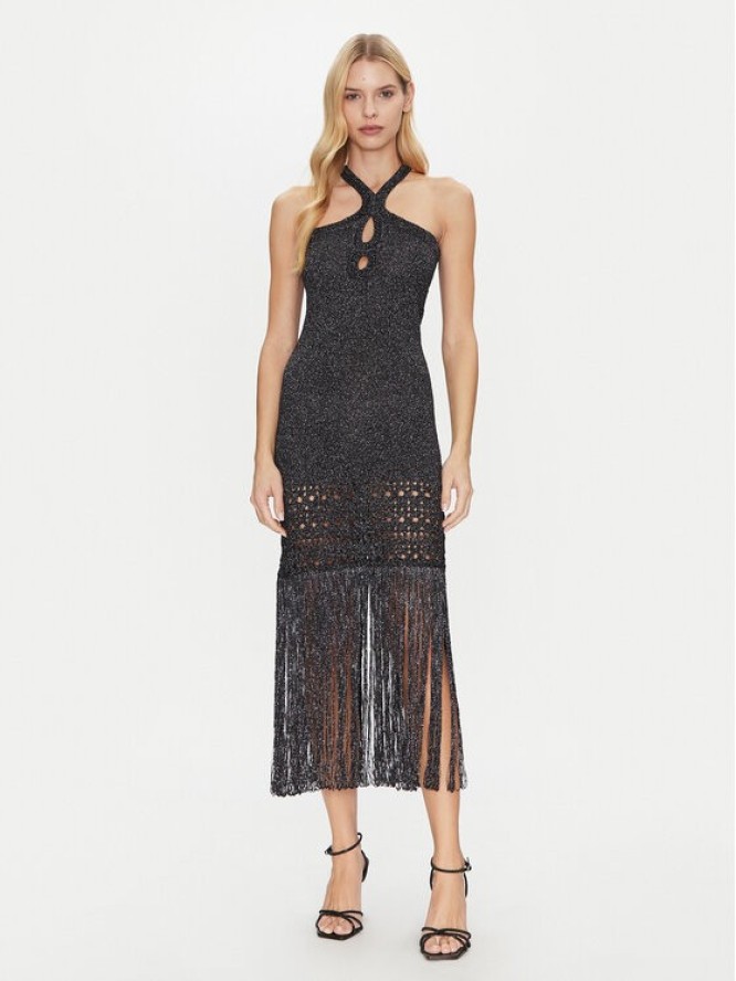 Simona Corsellini Sukienka dzianinowa P25CPABO0401 Czarny Slim Fit