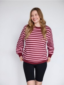 Bawełniana bluza w paski - wielobarwny