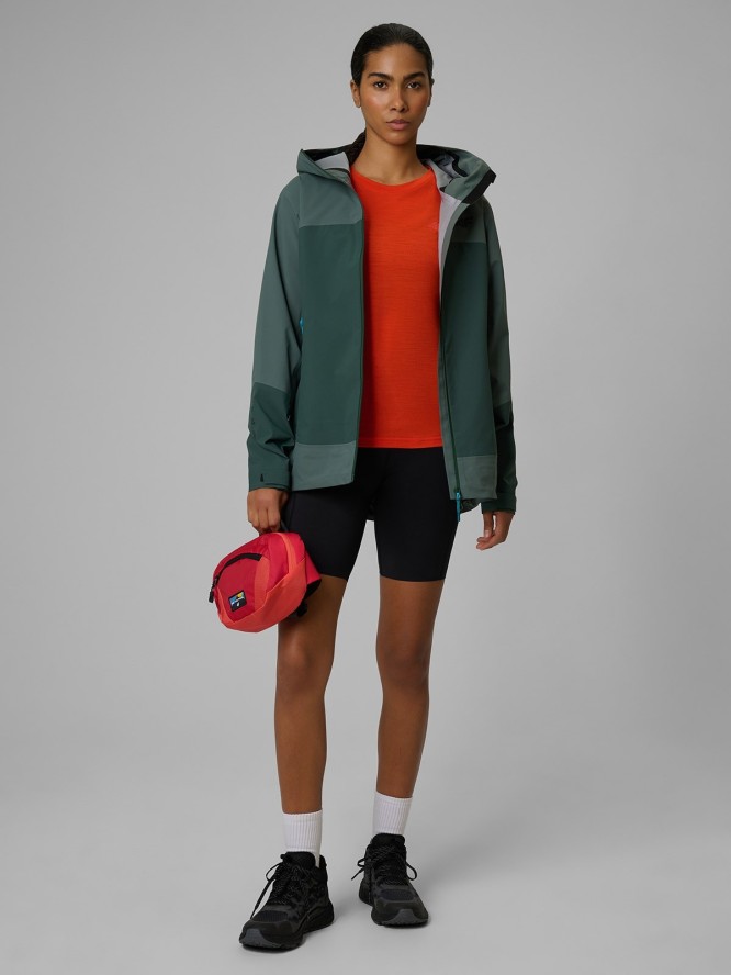 4F Koszulka trekkingowa z wełną merino damska - pomarańczowa XS