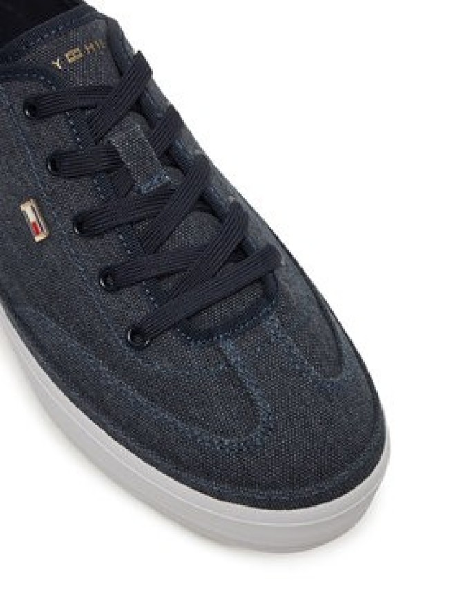 Tommy Hilfiger Sneakersy Washed Canvas Vulc Sneaker FW0FW08894 Granatowy