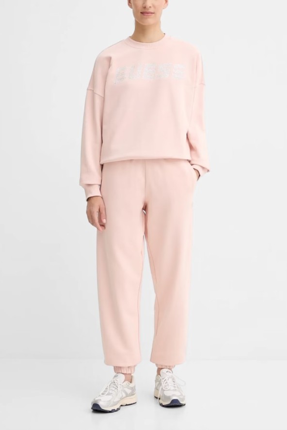 GUESS Różowe dresowe damskie spodnie Primula, Rozmiar L