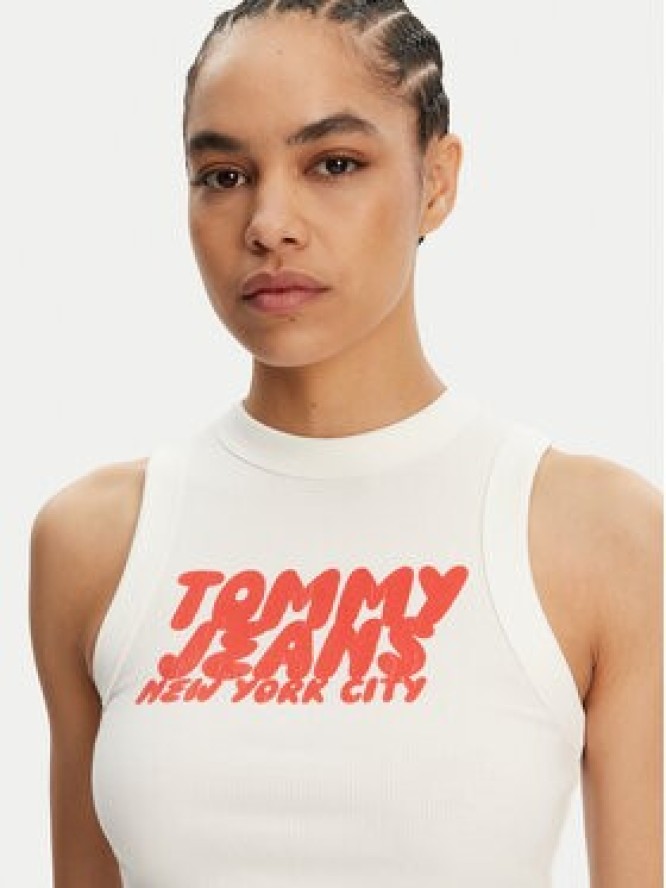 Tommy Jeans Top DW0DW21339 Écru Slim Fit