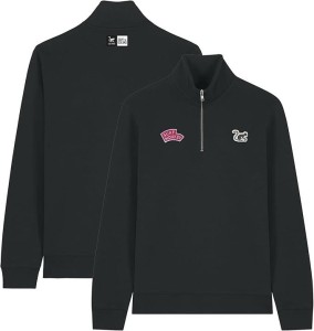 Bluza z zamkiem 1/4 – Polo – Organiczna – Dla dorosłych (Czarna)