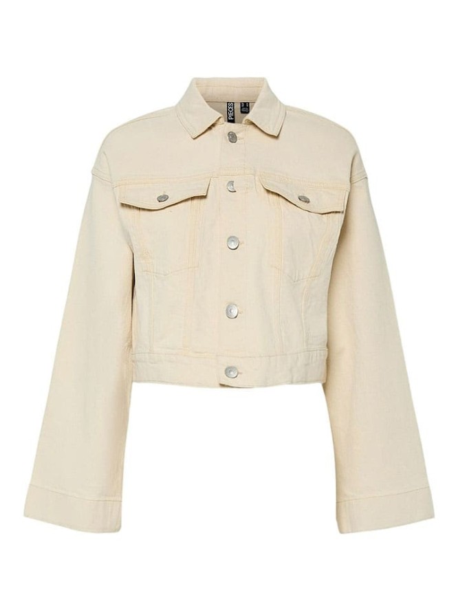 Pieces Kurtka dżinsowa "Vala" w kolorze beżowym rozmiar: L