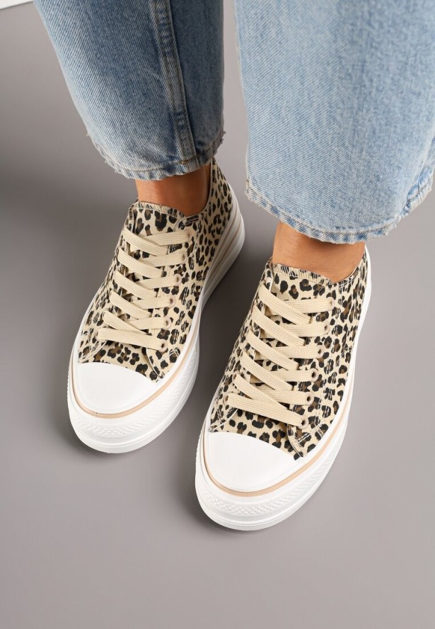 Panterkowe Casualowe Trampki na Niskiej Platformie Natirinne