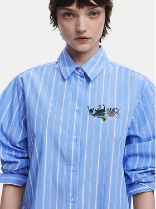 Desigual Koszula Dont Do It 25SWCW16 Niebieski Loose Fit