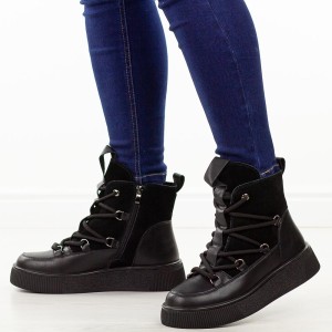 Czarne skórzane botki damskie Cambell 52330