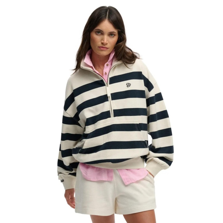 Kobiece pół-zapinane bluzy Superdry Studios Half